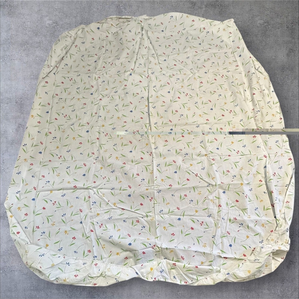 Vintage Wamsutta Sheet Set Double White Floral Scalloped Trim Tulip Cotton Blend - Picture 2 of 12